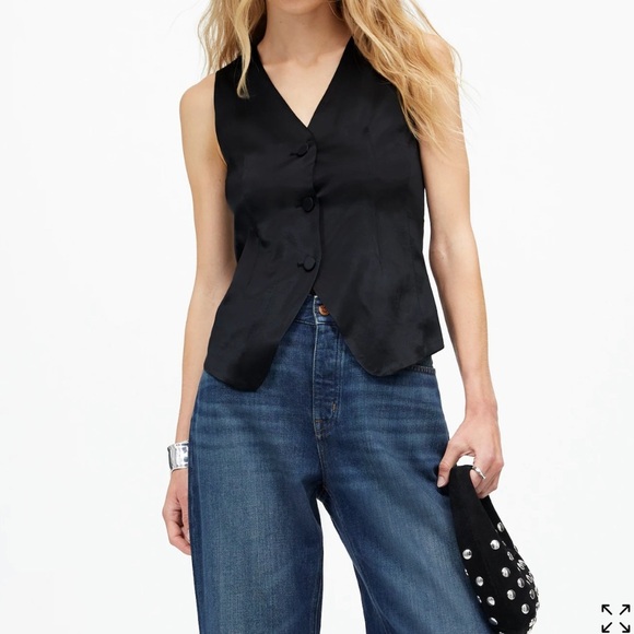 Madewell Button Front Vest Top in Stretch Satin - Picture 9 of 14